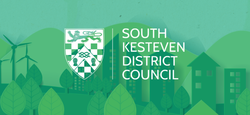Environment illustration. Green screen overlaid. South Kesteven District Council logo in the centre of the image. 