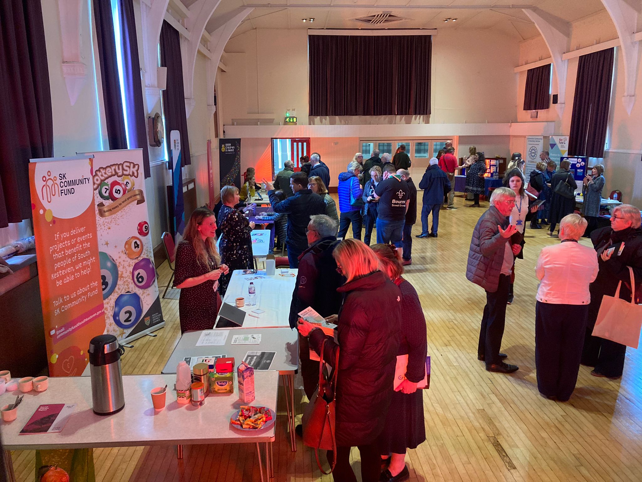 A busy Bourne Corn Exchange for the Funding Fair