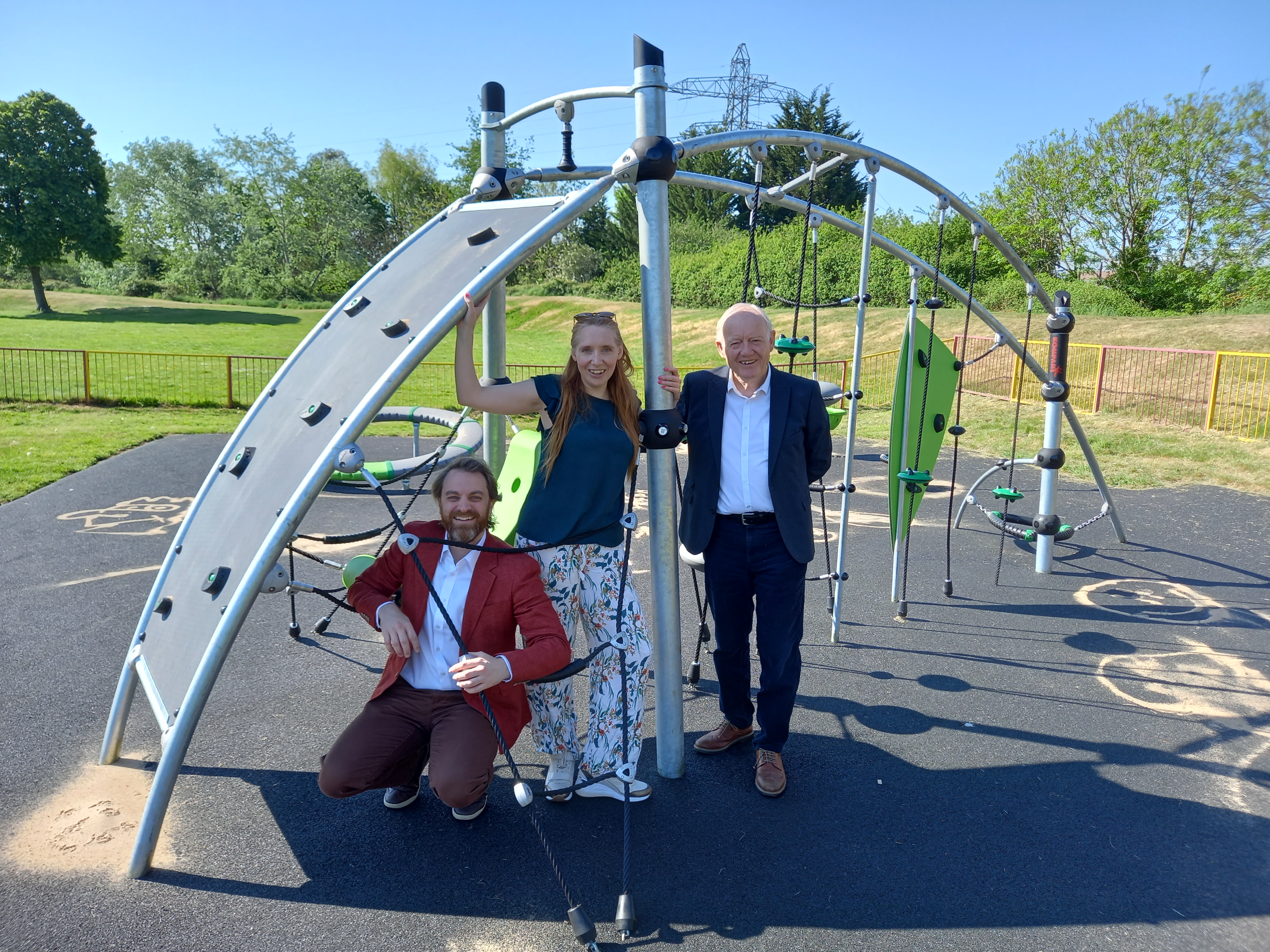SKDC Ward Councillors Rhys Baker, Emma Baker and Paul Fellows at the Wellhead Park in Bourne