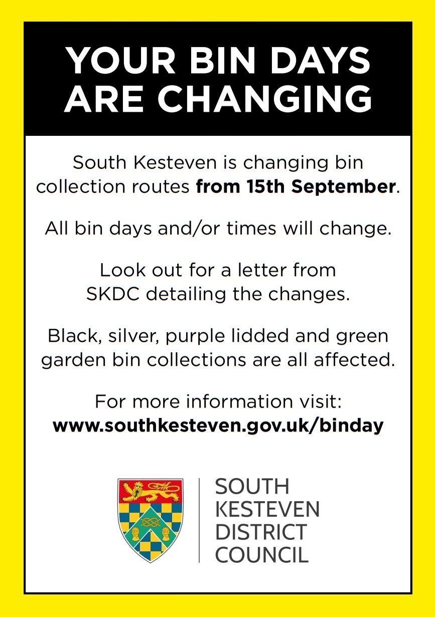 Bin day changes in South Kesteven 2025