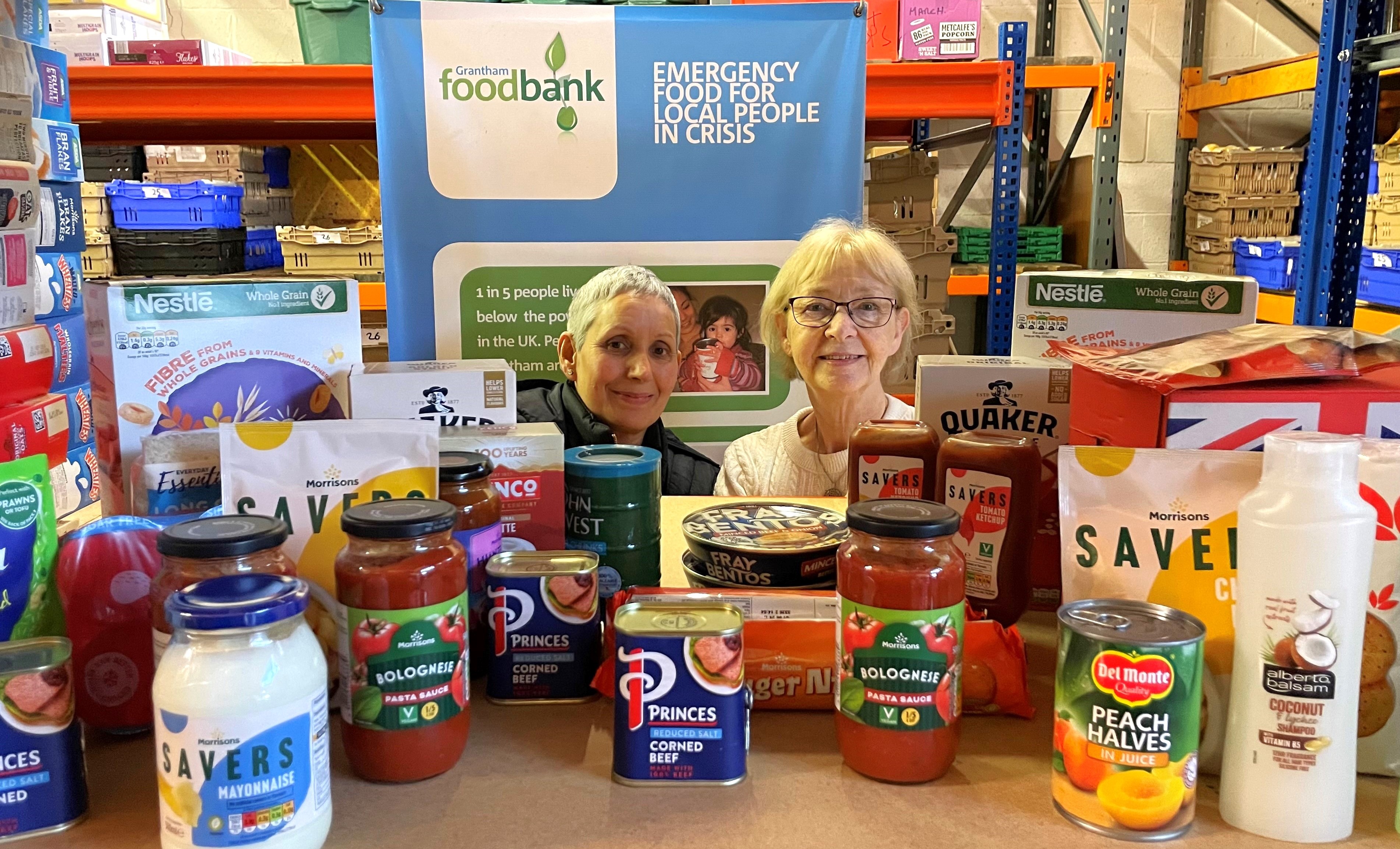 Jeanette Maddison (left) and Dorothy Gaughan at Grantham Foodbank.